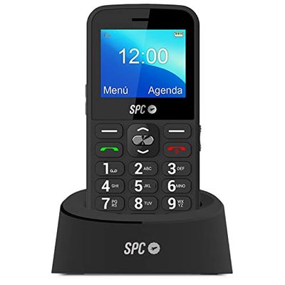 SPC Fortune 2 - Mobiele telefoon voor senioren, met grote knoppen, SOS-knop, intelligente beltoon en meldingen, extra hoog volume, externe configuratie, laadstation, USB-C, zwart