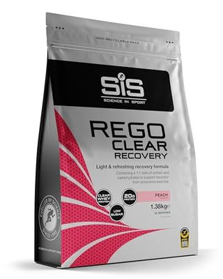 Science in Sport Rego Clear Isolate Poudre 1,38kg Pêche - Boisson de récupération poudre avec glucides, protéines et vitamines, Pour un entraînement efficace