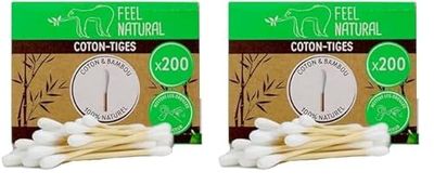 Box of 200 Feel Natural Bamboo Cotton Buds White (Pack of 2)