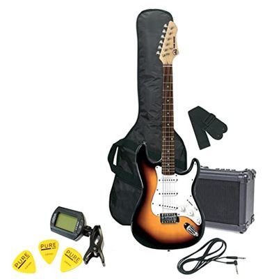 PURE GEWA E-gitaar Pack 3-tone sunburst RC-100 met versterker, gig bag, tuner, draagband, kabel, snaren, plectra