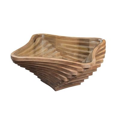 MESA TWIST MADERA MANGO TAPA VIDRIO