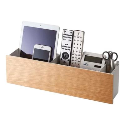YAMAZAKI 5169 RIN Organiser Box, white, Steel/Plywood, Minimalist, 45 x 9.5 x 12 cm