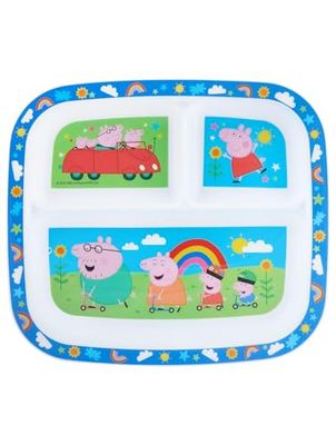 Peppa Pig Hooray 3-Section Children's Divided Plate - BPA-Free, Durable & Colorful Dining for Toddlers and Children, Perfect for Balanced Meals