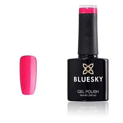 Bluesky Smalto Per Unghie Gel, Neon Pink Glitter, Xk30, Rosa, Neon, Luccichio (Per Lampade Uv E Led) - 10 Ml