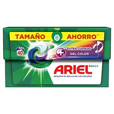 Ariel All-in-One Detergente Lavadora Liquido en Capsulas/Pastillas, 40 Lavados, Jabon Limpieza Profunda, Mas Color, Cuidado Extra del Color y el Brillo