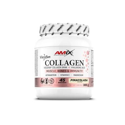 Amix™ Bovino Viscofan® - Colágeno Bovino con Ácido Hialurónico, Astaxantina, Magnesio y Vitamina C - Complemento alimenticio - Polvo - 300 g - Sabor: Piña colada