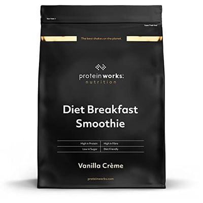 THE PROTEIN WORKS - Diet Breakfast Smoothie | Petit-déjeuner sur le pouce | Hyperprotéiné et peu sucré | 9 Portions | Vanille Crème | 500g
