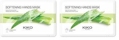 KIKO Milano Softening Hands Mask | Masques Mains et Ongles en Tissu à L’Extrait D’Aloe Vera (Lot de 2)