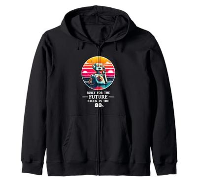Funny Retro Robot Rotary Phone Robot Shirt Robotics Cool 80s Zip Hoodie