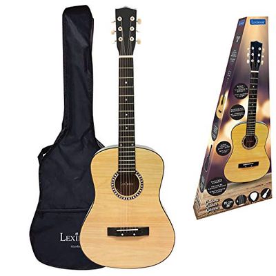 LEXIBOOK K2200 houten akoestische gitaar, 36", leergids, 6 nylon snaren, draagtas inbegrepen, hout/zwart