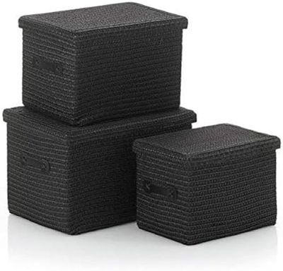 Kela LINE 32124 – Set di 3 cestini Neri rimossa, Plastica