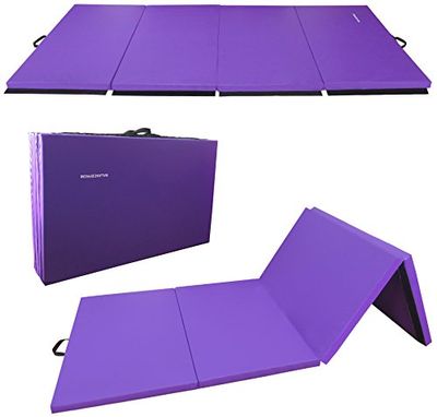 BalanceFrom BFGR-01PP allsidig extra tjock hög densitet anti-rivning gymnastik vikbara träning aerobicsmattor, 10 x 2 cm, lila