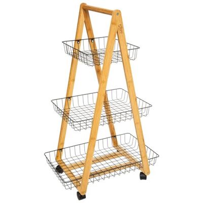 Trolley "Modern Color" met wielen, 3 niveaus, zwart