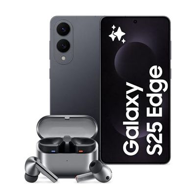 SAMSUNG Galaxy S25 Edge con Galaxy Buds3 Pro Graphite, Auricolari in-ear True Wireless, Smartphone AI con 3 anni di Garanzia del produttore, RAM 12GB, 512GB, 3.900 mAh, Titanium Jetblack