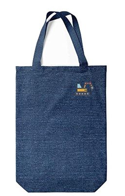 Green Fish Denim Sac Fourre-Tout Imprimé, Sac D'épicerie Réutilisable, Sac a Provisions, Lavable En Machine, Pliable, Sac à Main en Jean avec Poignées, 22x26 Cm