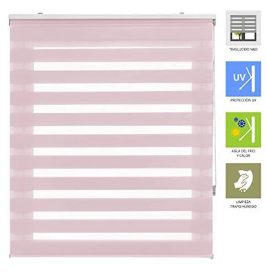 ECOMMERC3 | Store Enrouleur Élégant Jour et Nuit Taille 120x250 - Store Jour et Nuit Double Tissu Taille 117x245 - Store Installation Facile Couleur Rose