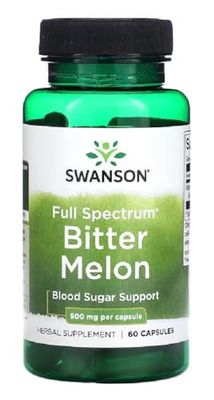 Swanson - Full Spectrum Bitter Melon 500mg | Bitter Melón Cápsulas | Apoyo para Niveles Saludables de Azúcar en Sangre y Digestión - 60 Cápsulas