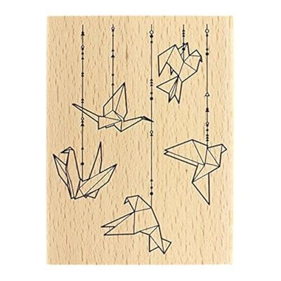 Florilèges Design FH117039 Oiseaux Origami Tampon Bois 13 x 10 x 2,5 cm