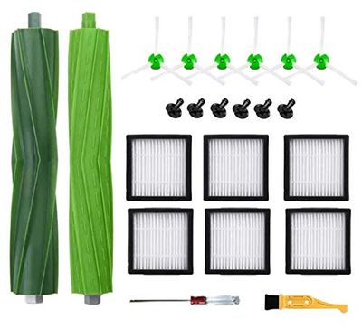 ANBOO 14-delige reserveonderdelen borstel voor irobot roomba i7 i7+ E5 E6 i6 i6+ i3 i3+ i4 i4+ i8 i8 Plus e5154 i3152 i7156 J7 7150, 1 set rubberen borstels, 6 krachtige filters, 6 zijborstels