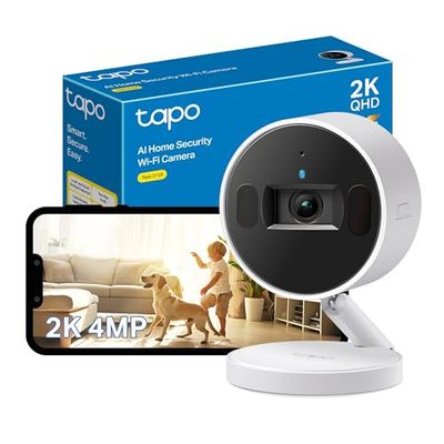 Tapo C125 Indoor Camera with Physical Privacy Shutter, 2K QHD Security Camera, No Monthly Fee, AI Detection, Pet & Baby Camera, CCTV, 2-Way Talk, 140° Wide FOV, Night Colour Vision, Magnetic Mounting