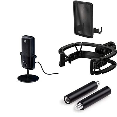 Elgato Wave:3, Premium USB Condenser Microphone and Digital Mixing Solution Wave Pop Filter Wave Shock Mount Wave Extension Rods, 2 x 5 cm / 1.97 Inch Steel Rods