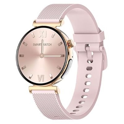 Knauermann PRO 3 Mini (2024) Gold – Orologio sanitario smartwatch con funzione telefonica – ECG + HRV e funzione SOS – display AMOLED – BT Bluetooth – apnea notturna – cinturino in silicone rosa, 14 –