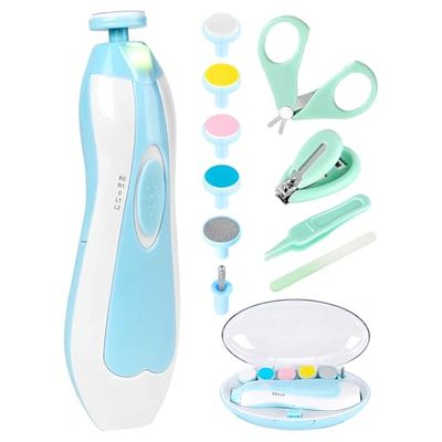 Elektrische nageltrimmer voor baby's, 12-in-1 babynagelknipper, veilige babynagelvijlkit met een nagelknipper, schaar, pincet en nagelvijlen