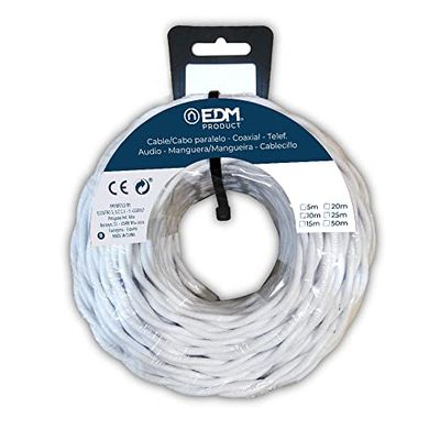 Parallelle kabel textiel gevlochten wit 3 x 2,5 mm x 25 m