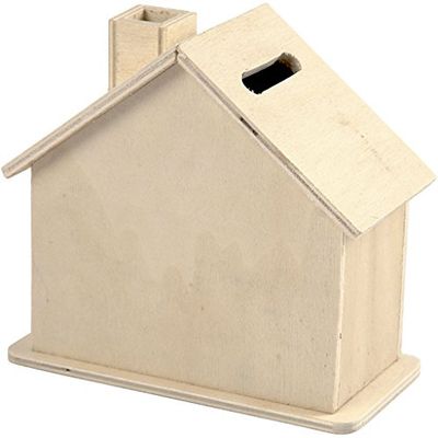 Hucha de Dinero, tamaño 10,1x10x5,4 cm, Madera contrachapada, 1pc