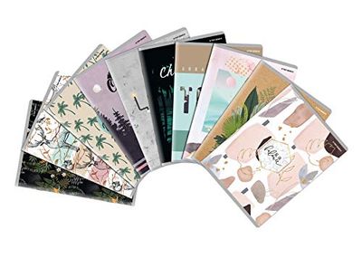 TOP-2000 Notitieboek "Mixed Design", DIN A5, geruit met rand, elk 60 vellen, 60 g/m² papier, softcover met 10 verschillende motieven, verpakking van 10 stuks