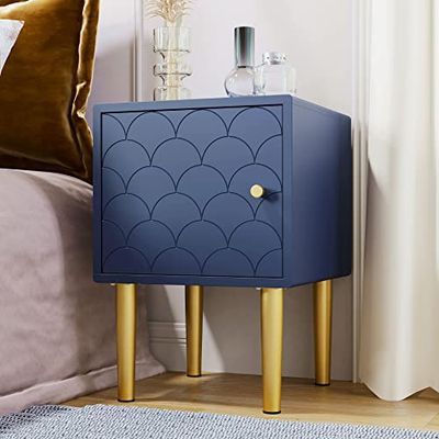 Merax DE_WF290543AAB_ZWX-1 nachtkastje, houtmateriaal, marineblauw-1, 35 x 35 x 50 cm