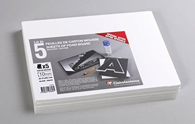 Clairefontaine 193658C förpackning (med 5 skumkartonger, DIN A4, 21 x 29,7 cm, 10 mm, syrafri, lätt och fast, lämplig för dekoration, som bildram eller för modellering) 5-pack vit