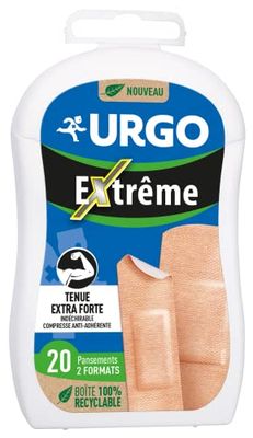 URGO - Extreme Dressings - Extra Strong Hold - Tear-Resistant Fabric - Non-Stick Compress - 2 Sizes - 20 Plasters