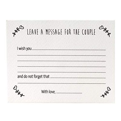 Mopec Tarjeta Mensaje a los Novios con Texto en inglés, Pack de 25 Unidades, Cartulina, Blanco, 0.02x11.00x8.50 cm