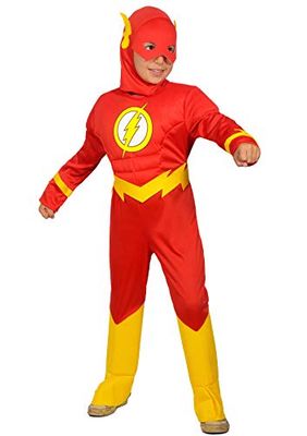 The Flash costume disguise boy official DC Comics (Size 3-4 years) with padded muscles