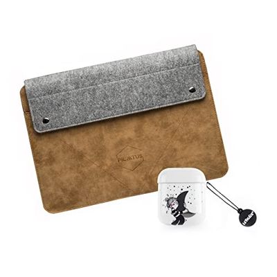 Sacoche pour Ordinateur Portable Pilatus Caramel 14" + étui Airpods Luna Silver