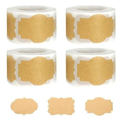 Vhger Lot de 1000 autocollants en papier kraft - 3 styles - Étiquettes faites maison - Pour cuisine, emballage cadeau, boîtes à épices, scrapbooking, boîtes de rangement