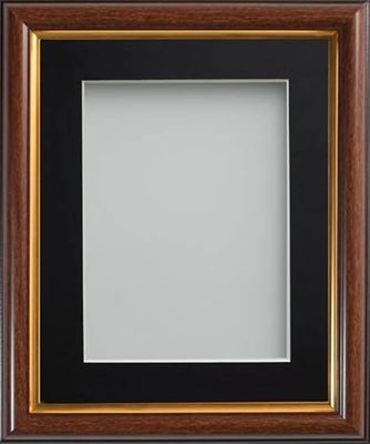 Frame Company Eldridge Mahogany Photo Frame with Black Mount, 12x10 for 8x6 inch, fitted with perspex
