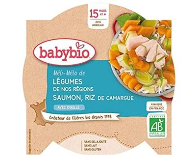 Babybio - Assiette Méli-Mélo de Légumes au Saumon Riz 260 g - 15+ Mois - BIO