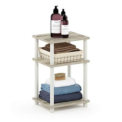Furinno Juste Turn-N-Tube Table D'appoint à 3 Niveaux, paquet de 1, Chêne Sonoma/Blanc