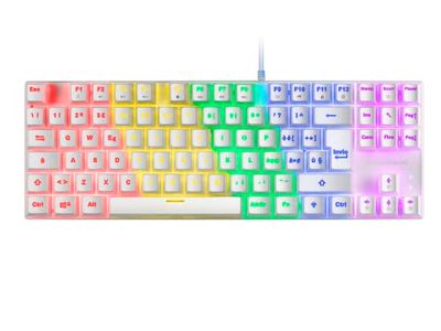 MARS GAMING MK80 Blanc, Clavier Gaming Mécanique TKL FRGB, Antighosting, Switch Mécanique Rouge, Langue Italien