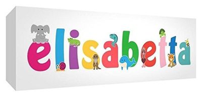 Little Helper Panel Decorativo Bebé/Bautizo Idea de Regalo, Diseño de Dibujo Personalizada con Nombre Para Niña Elisabetta 5 x 15 x 2 cm multicolor