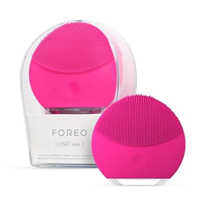FOREO LUNA mini 2 Facial Cleansing Brush - Travel Accessories - Face Massager Electric - All Skin Types Ultra-hygienic Skincare - Simple Face Wash - Silicone Electric Face Cleanser - Fuchsia
