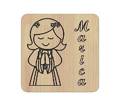 CALAMITA Magnete in legno Bomete personalizzato in legno Bomboniera PRIMA COMUNIONE bambina