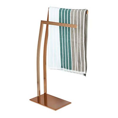 Relaxdays Toalheiro de pé retangular WIMEDO, aço, cobre, 80 x 32 x 20 cm