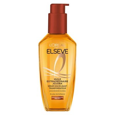 L'Oréal Paris - Sérum Disciplinant Transformateur - Soin Sans Rinçage - Nutrition Profonde - Enrichi en Huile de Jojoba - Pour Cheveux Bouclés Très Secs - Elseve Huile Extraordinaire -100 ml