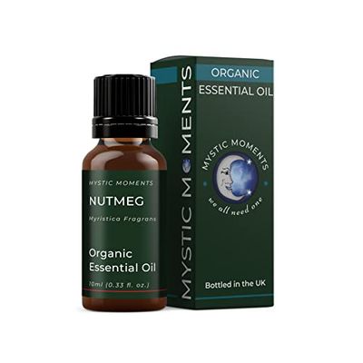 Mystic Moments | Organic Nutmeg Essential Oil 10ml - Pure & Natural Oil for Diffusers, Aromatherapy & Massage Blends Vegan GMO Free