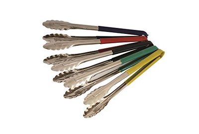 Genware NEV-CCT31BK Colour Coded Tong, Stainless Steel, 31 cm, Black