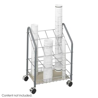 Safco - 3090 Carrello porta rotoli e disegni in rete metallica con 12 scomparti - Argento