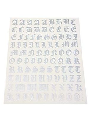 Quattroerre Zestaw 1210 naklejek z literami, gotyckie srebro